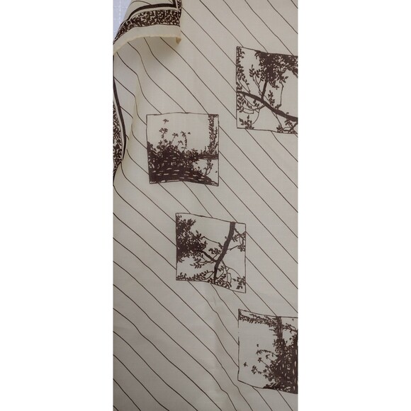 VTG Paoli Scarf Signed Trees Branches Brown Tan Retro Square 20.5"x20.5" - Picture 3 of 7